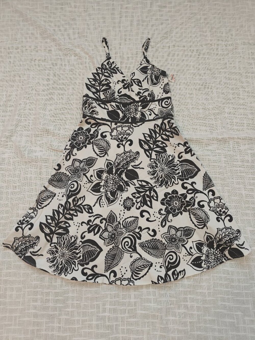 Black and White Floral Fit and Flare Dress